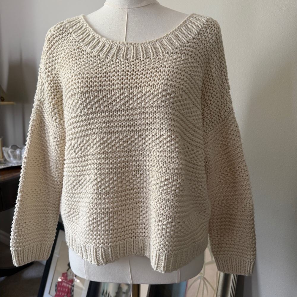 Vince Cream 100% Cotton Chunky Knit Sweater XS